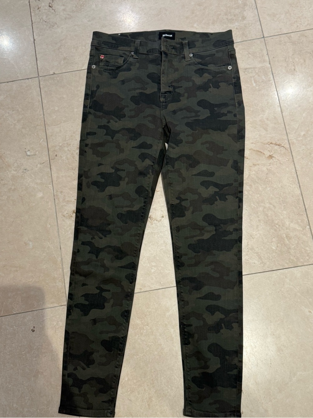 Hudson Jeans Green and Black Camo Waistband Skinny
